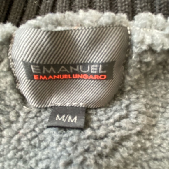 Emanuel Ungaro Mens Thick Fleece Lined Black Cotton Zip Up Sweater Coat. Sz M - Picture 10 of 14